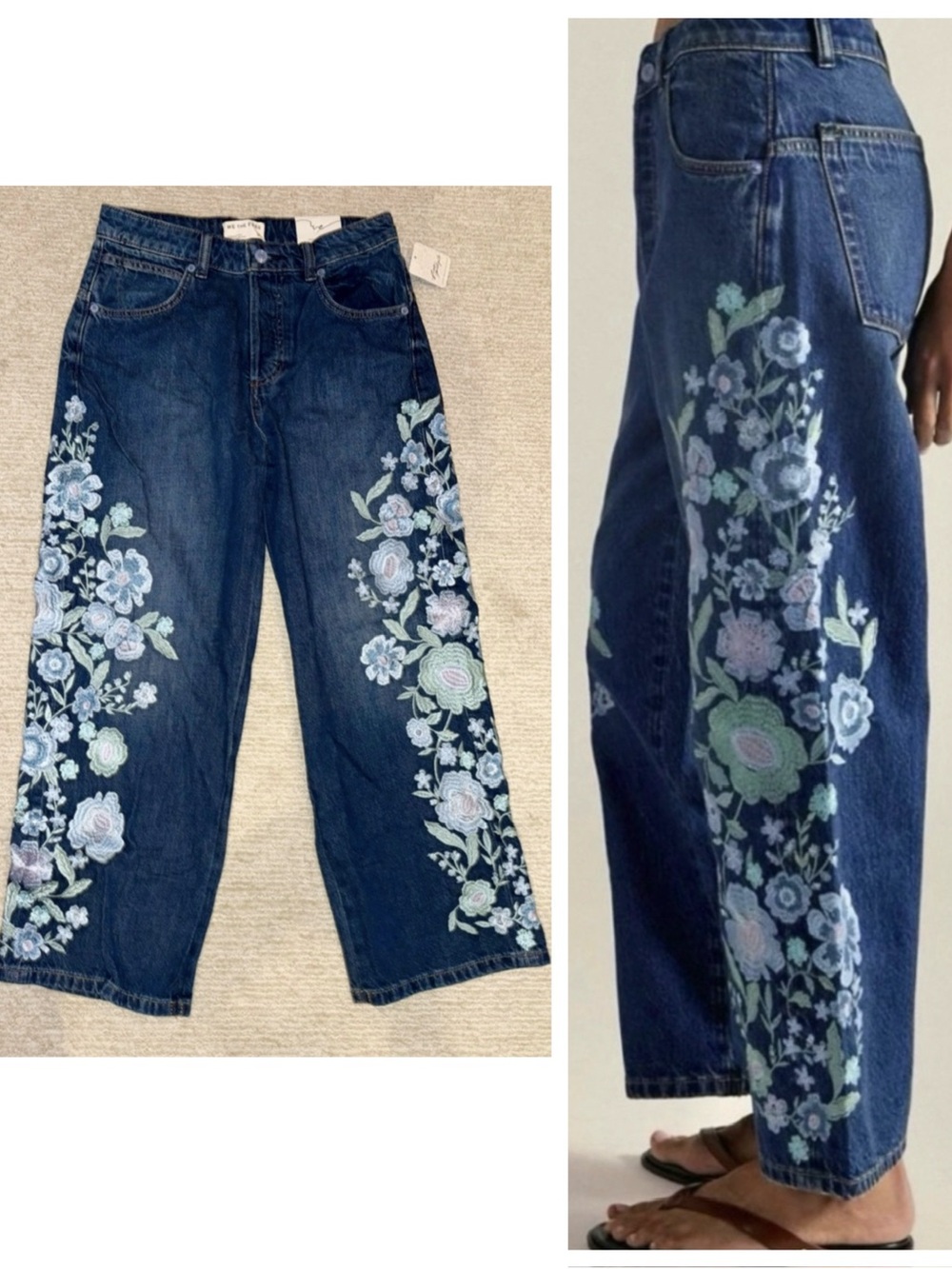 NWT Free People x We The Free Willow Floral Embroidered Boyfriend Jeans 🌸